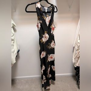 Leith Wrap Long Floral Dress Black